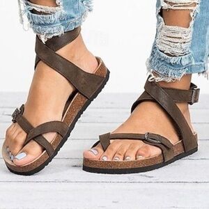 Brown Strappy footbed Sandals